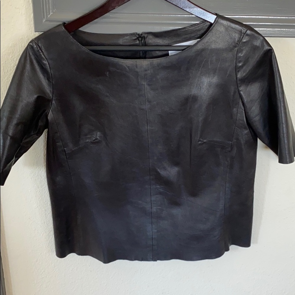 Faux Leather T-Shirt Style Shirt; soft suede inside
